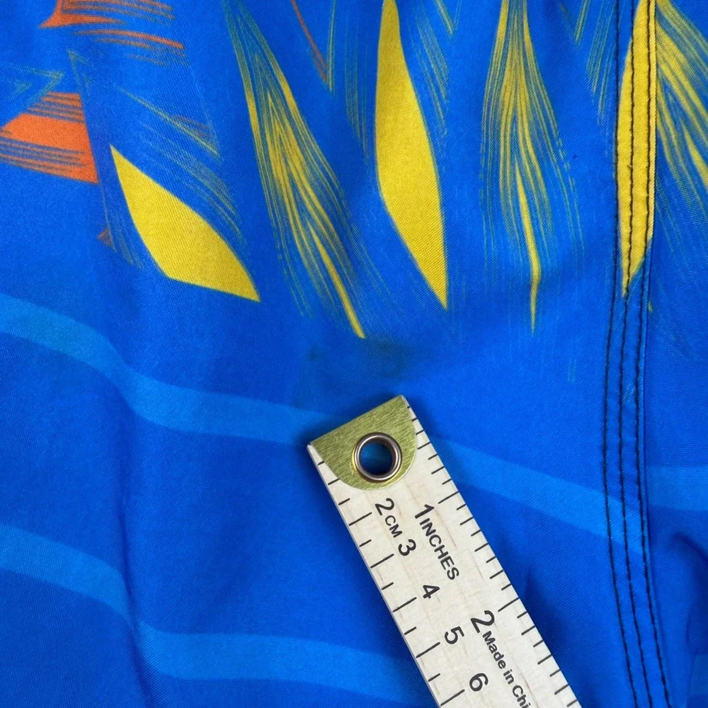 Ventury‎ Swim Trunks Mens Blue Tropical Graphic Board Shorts Drawstring Brazil